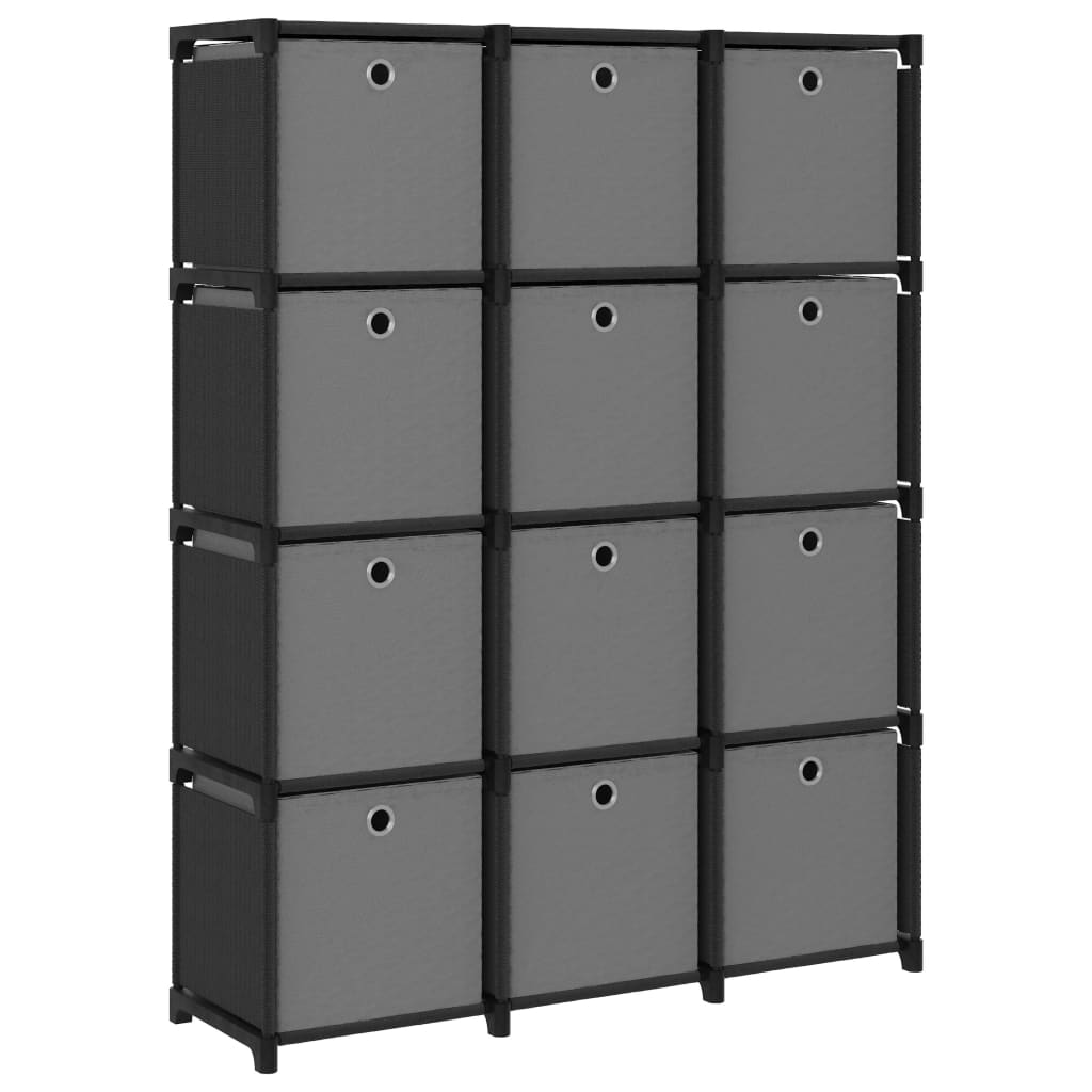 Vidaxl kast met 12 vakken met boxen 103x30x141 cm stof zwart