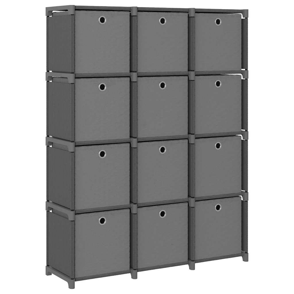 Vidaxl kast met 12 vakken met boxen 103x30x141 cm stof grijs