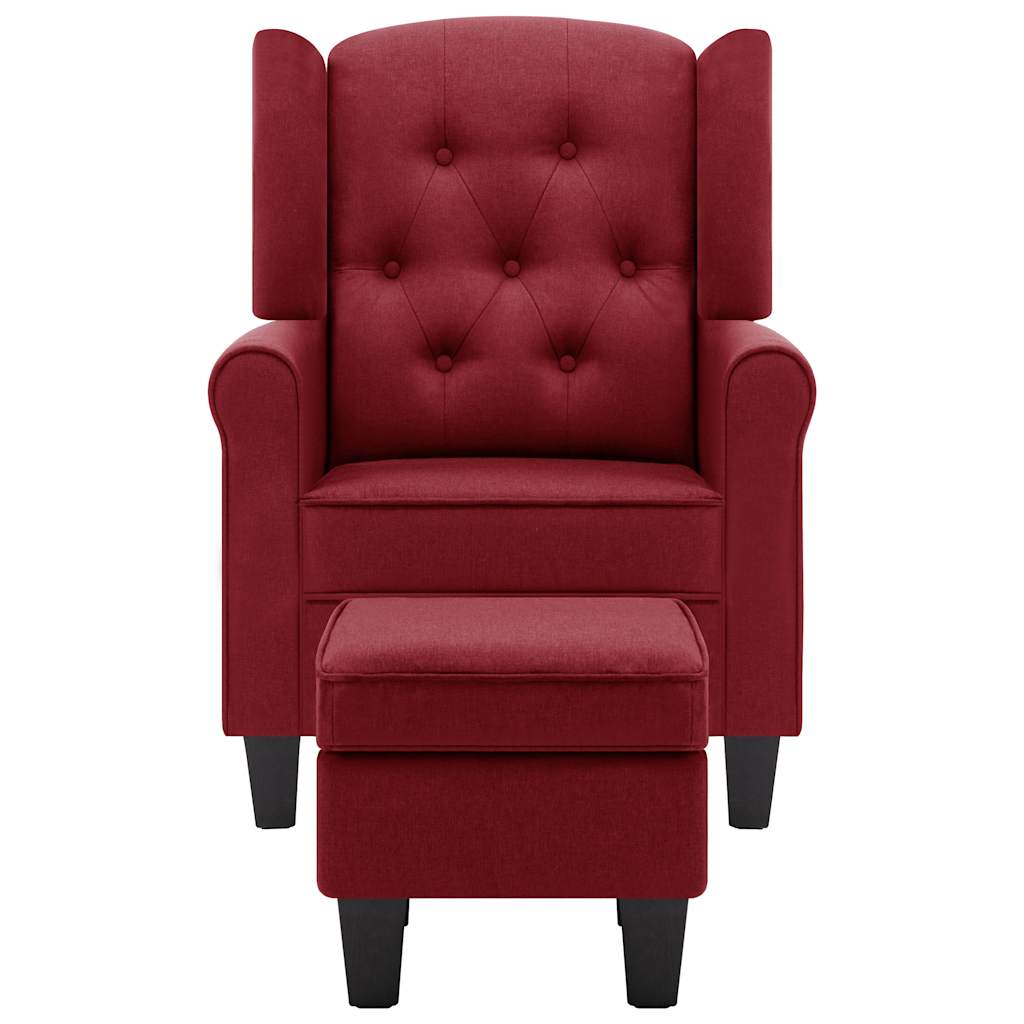 Vidaxl fauteuil met voetenbankje stof wijnrood