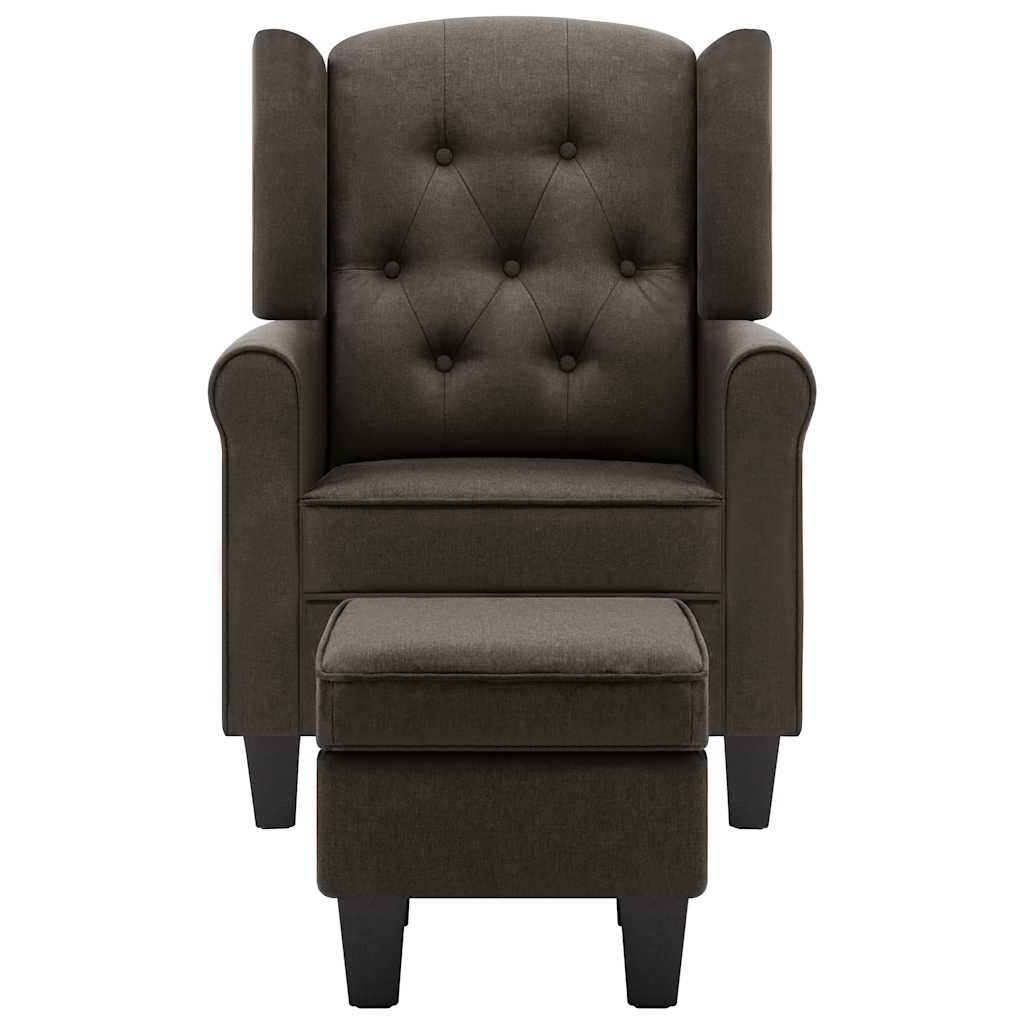 Vidaxl fauteuil met voetenbankje stof taupe