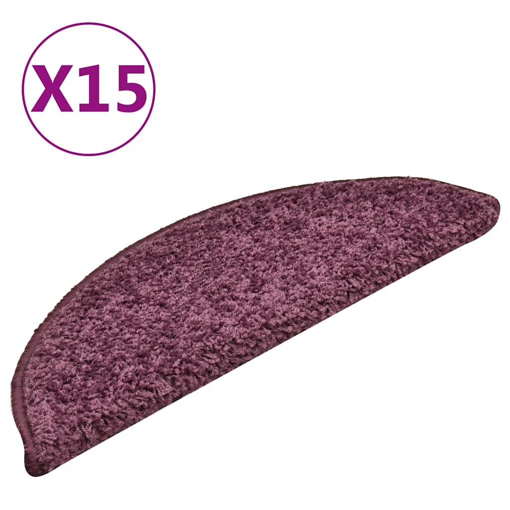 Vidaxl trapmatten 15 st 56x17x3 cm donkerpaars halfrond
