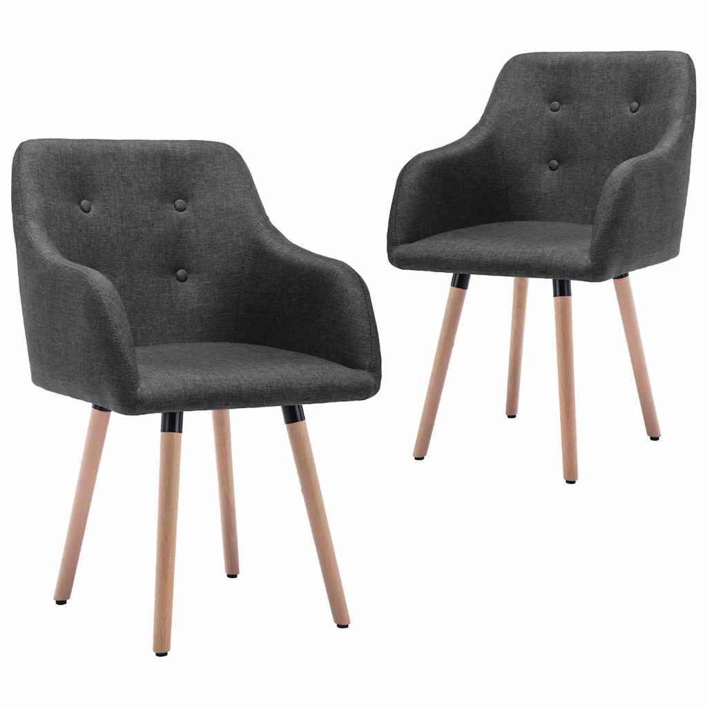 Vidaxl eetkamerstoelen 2 st stof donkergrijs