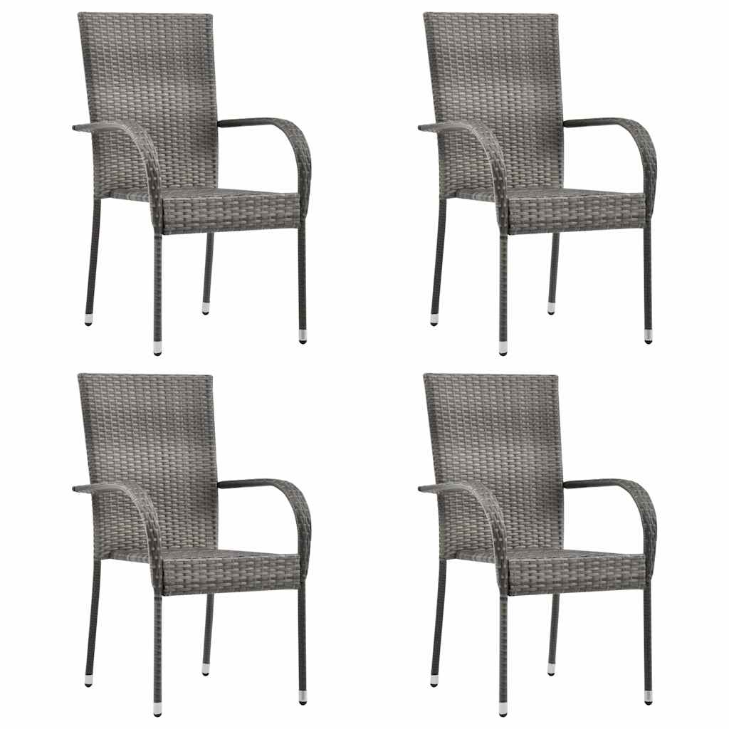 Vidaxl tuinstoelen stapelbaar 4 st poly rattan grijs