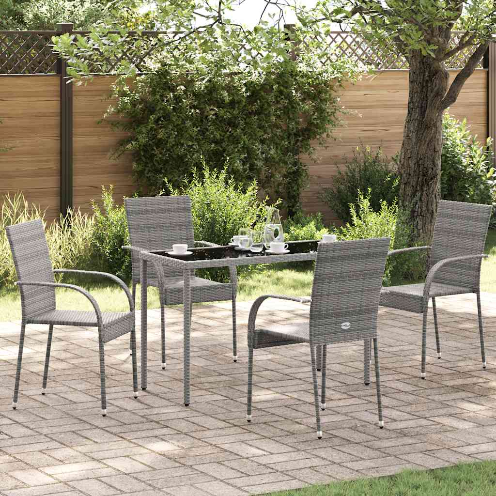 Vidaxl tuinstoelen stapelbaar 4 st poly rattan grijs