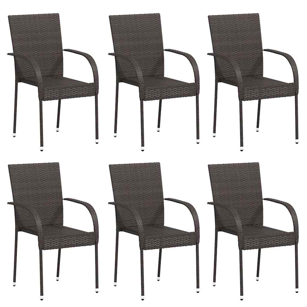 Vidaxl tuinstoelen stapelbaar 6 st poly rattan bruin