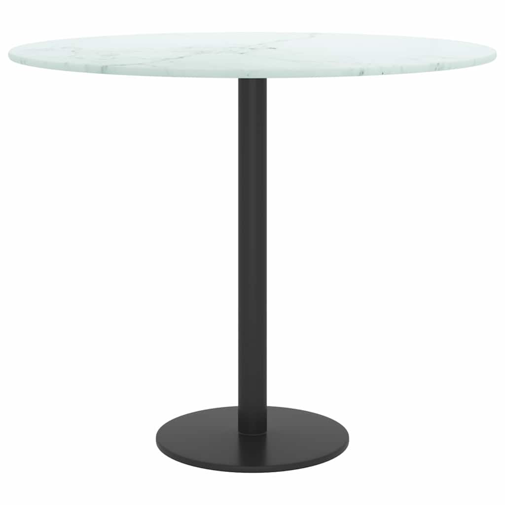 Vidaxl tafelblad ø50x0,8 cm gehard glas met marmeren design wit