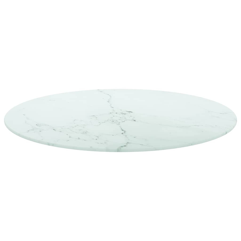 Vidaxl tafelblad ø60x0,8 cm gehard glas met marmeren design wit