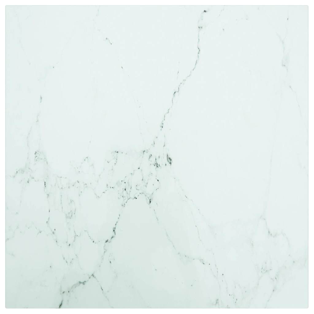 Vidaxl tafelblad 50x50 cm 6 mm gehard glas met marmeren design wit