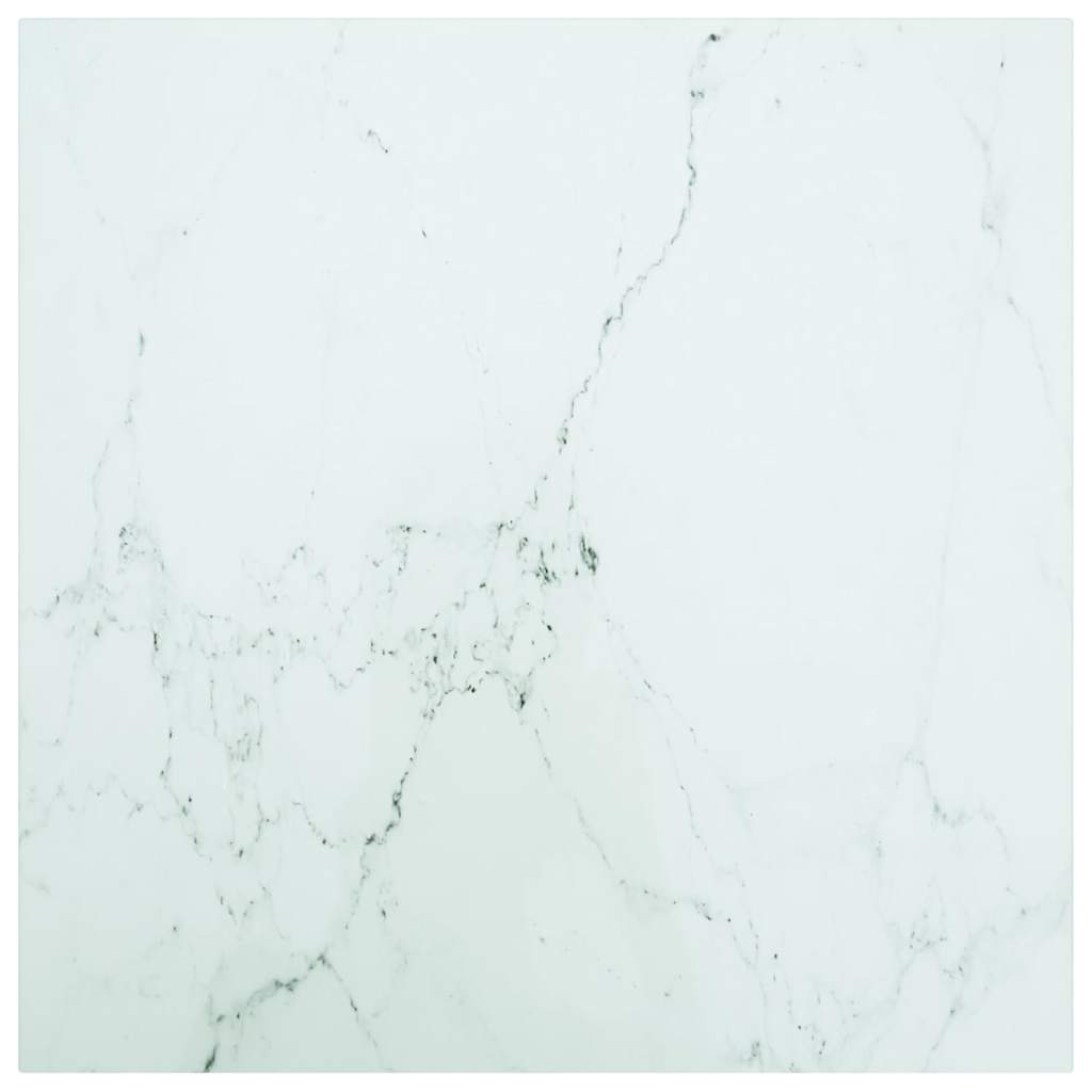 Vidaxl tafelblad 60x60 cm 6 mm gehard glas met marmeren design wit
