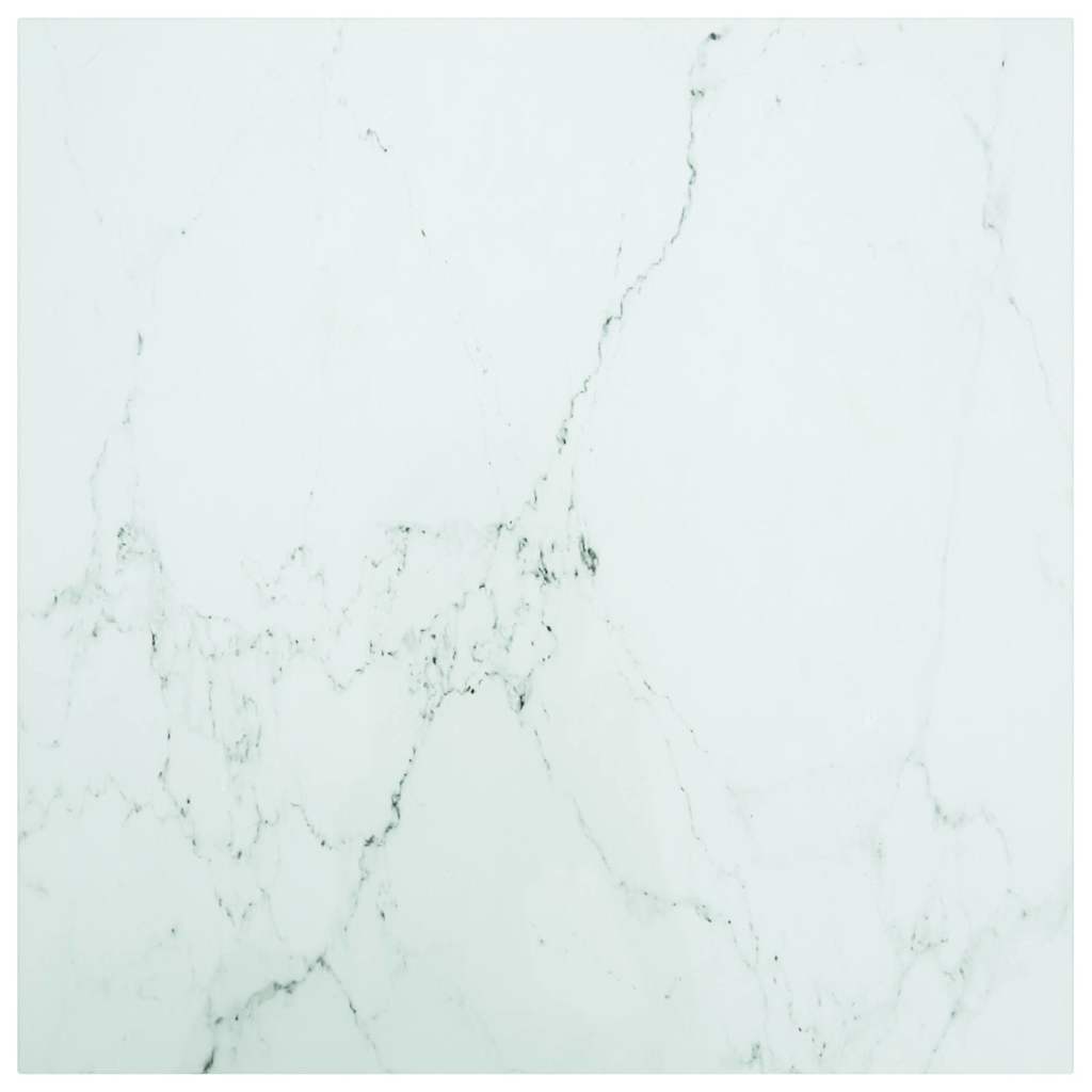 Vidaxl tafelblad marmerontwerp 6 mm 70x70 cm gehard glas wit
