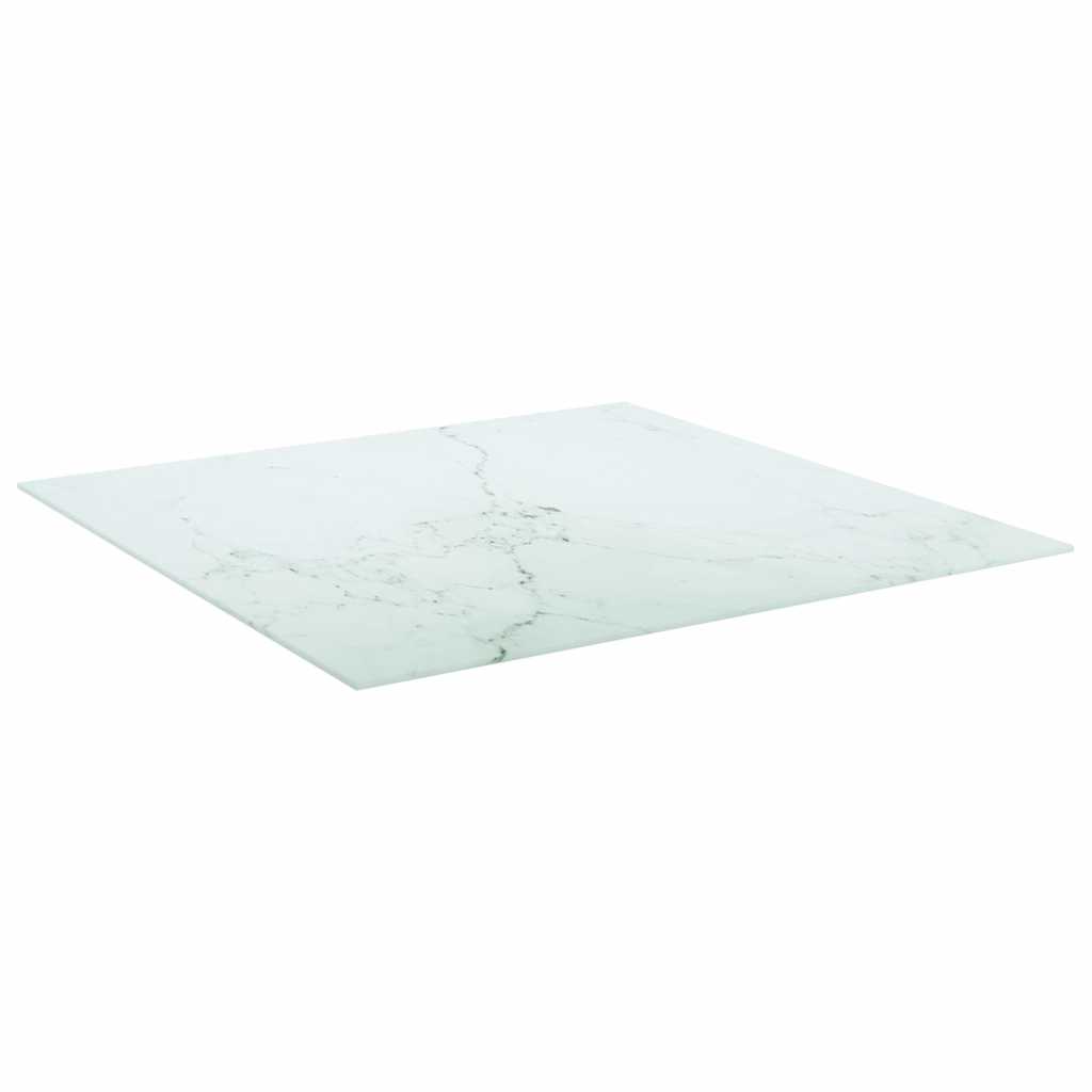 Vidaxl tafelblad 80x80 cm 6 mm gehard glas met marmeren design wit