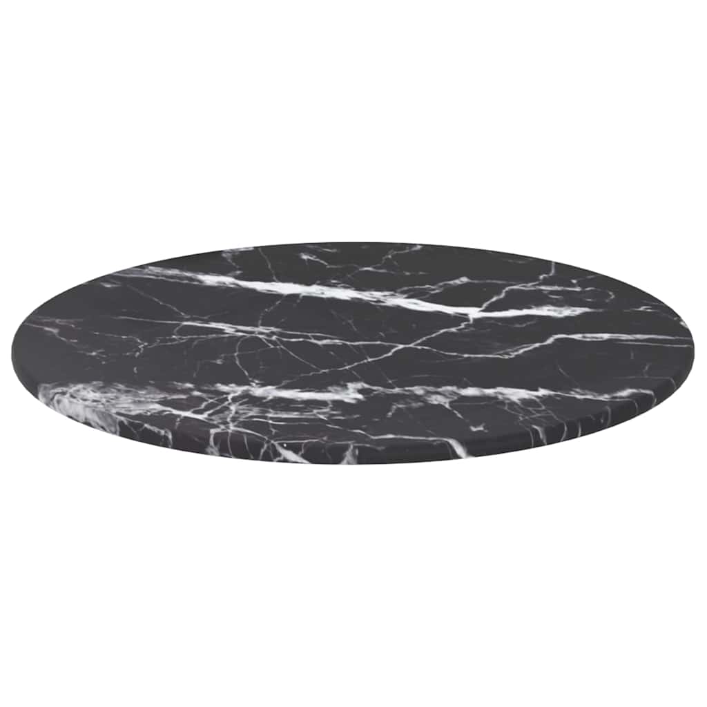 Vidaxl tafelblad ø30x0,8 cm gehard glas met marmerontwerp zwart