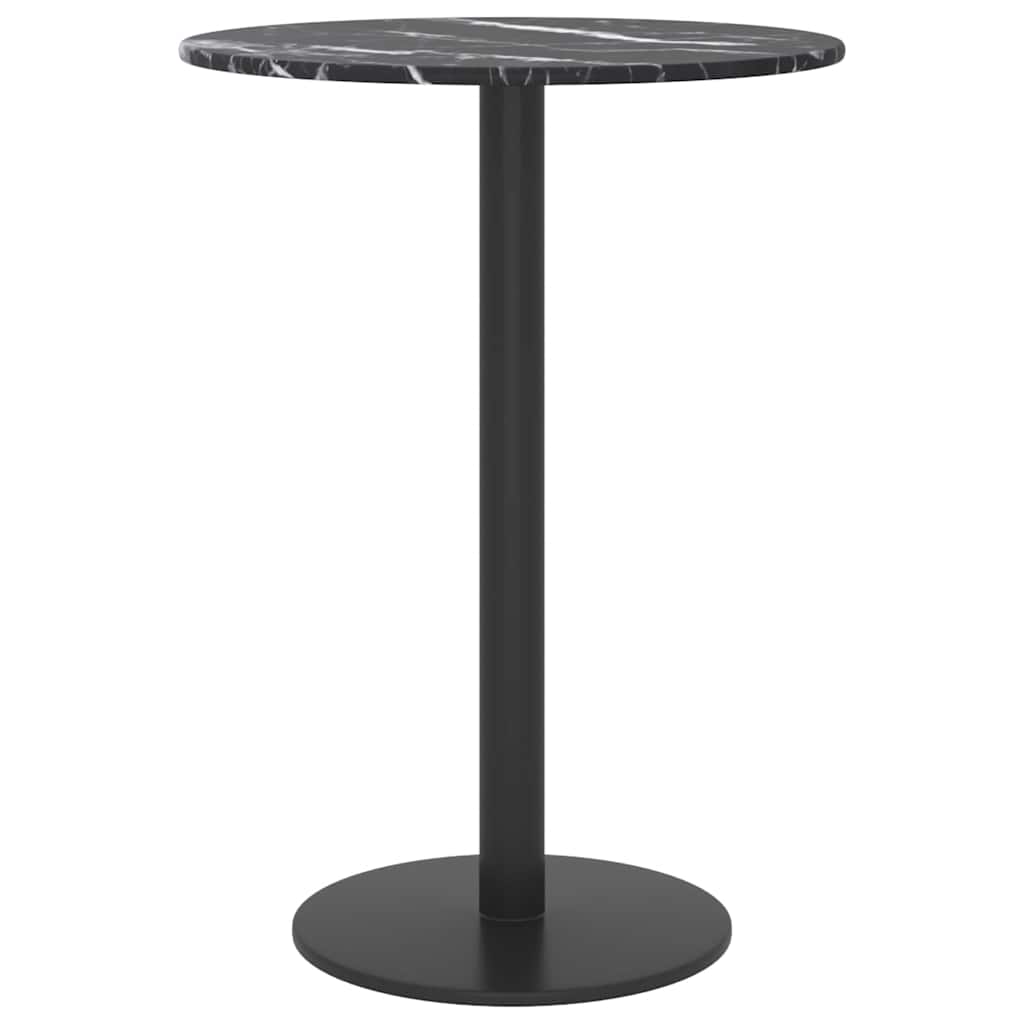 Vidaxl tafelblad ø30x0,8 cm gehard glas met marmerontwerp zwart