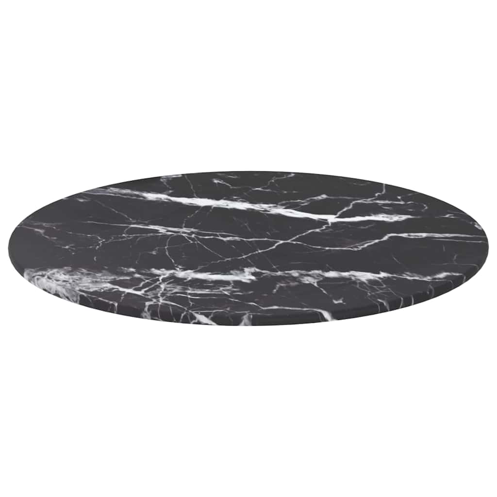 Vidaxl tafelblad ø40x0,8 cm gehard glas met marmeren design zwart