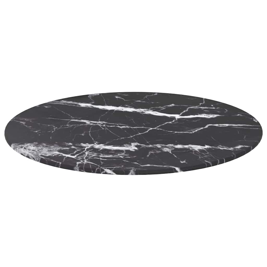 Vidaxl tafelblad ø50x0,8 cm gehard glas met marmeren design zwart