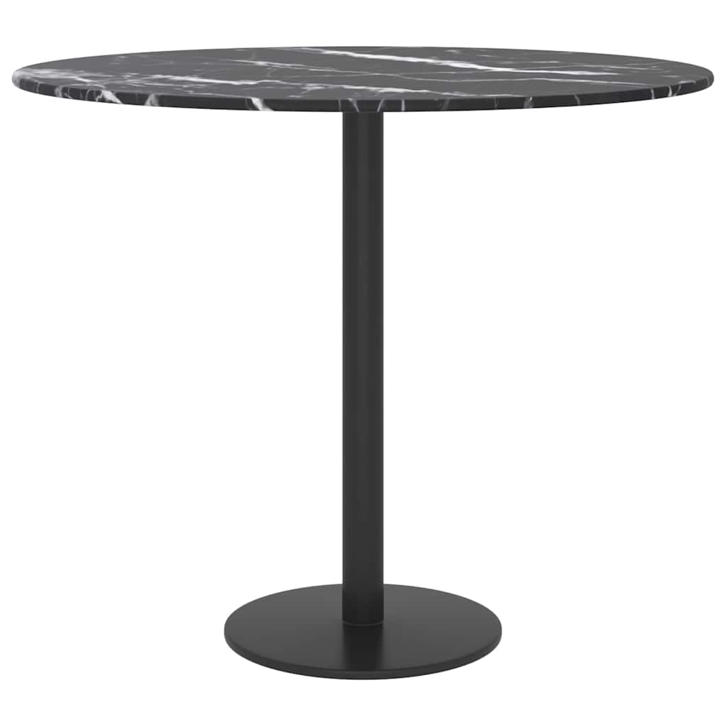 Vidaxl tafelblad ø50x0,8 cm gehard glas met marmeren design zwart