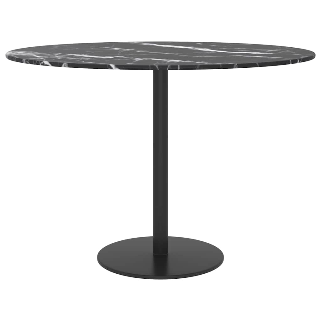 Vidaxl tafelblad ø60x0,8 cm gehard glas met marmeren design zwart