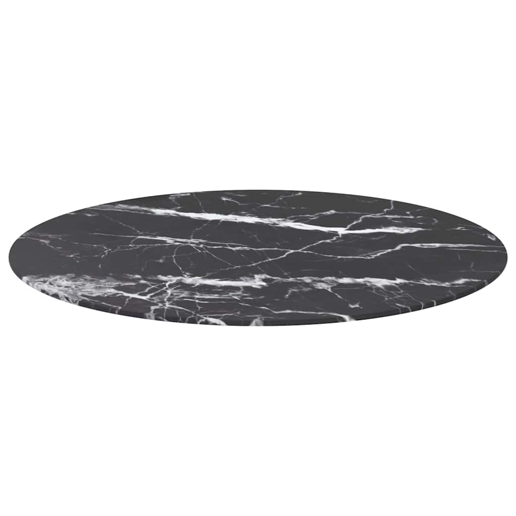 Vidaxl tafelblad ø80x1 cm gehard glas met marmeren design zwart