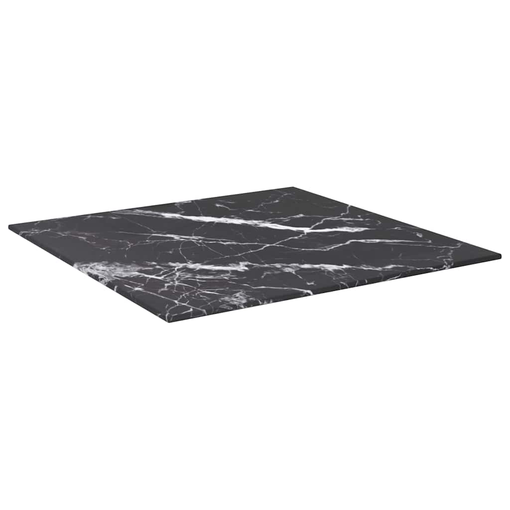 Vidaxl tafelblad 50x50 cm 6 mm gehard glas met marmeren design zwart