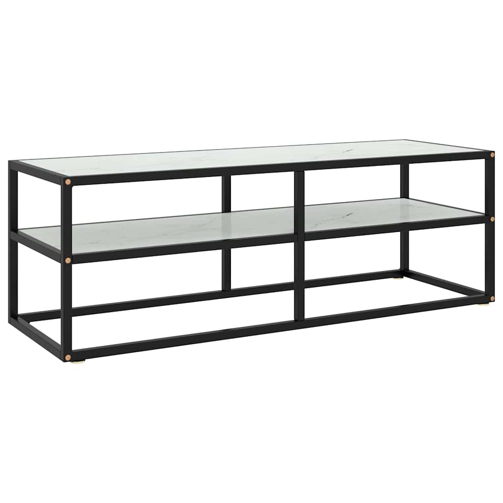 Vidaxl tv-meubel met wit marmerglas 120x40x40 cm zwart