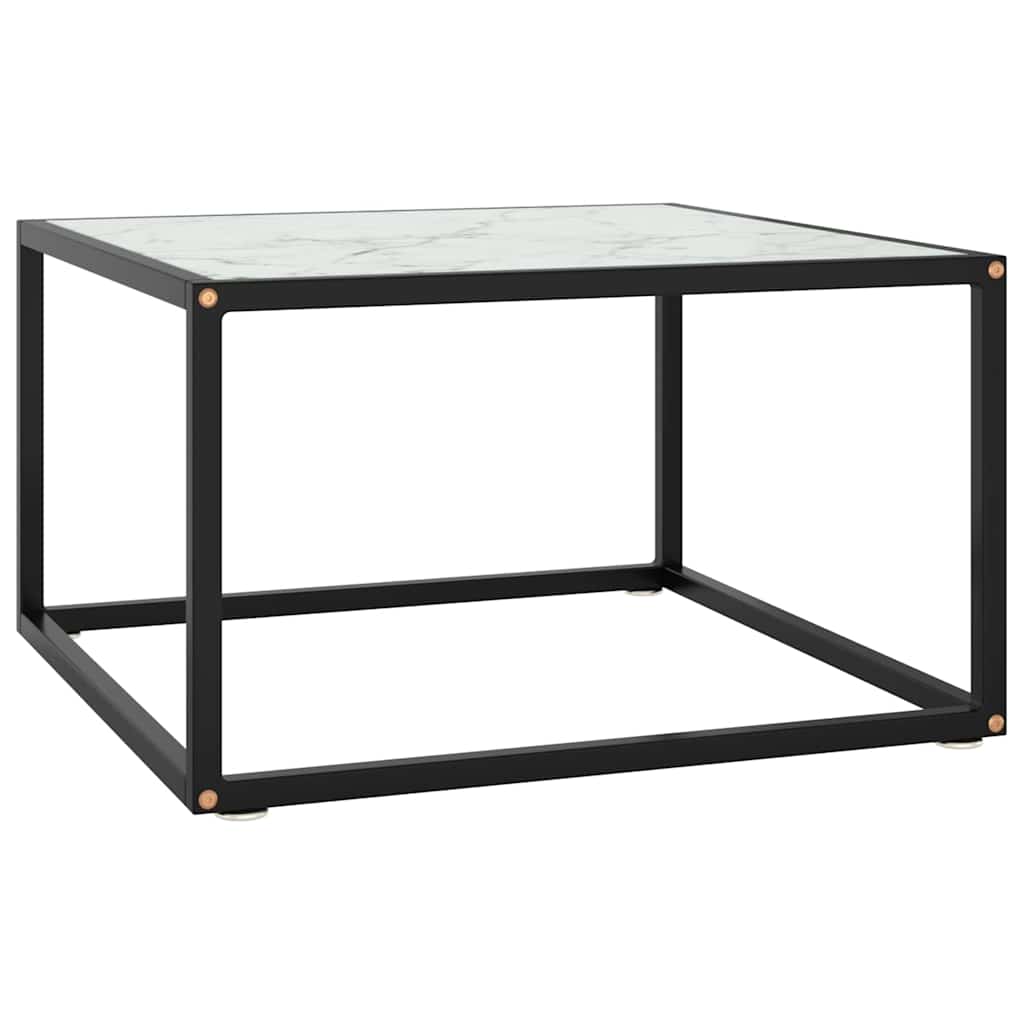 Vidaxl salontafel met wit marmerglas 60x60x35 cm zwart