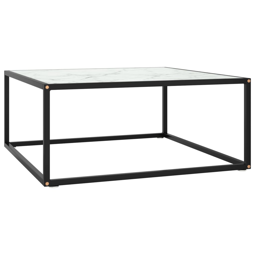 Vidaxl salontafel met wit marmerglas 80x80x35 cm zwart