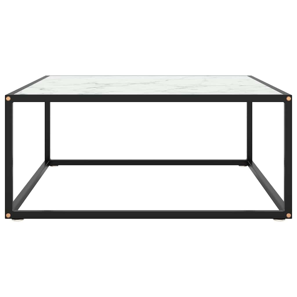 Vidaxl salontafel met wit marmerglas 80x80x35 cm zwart