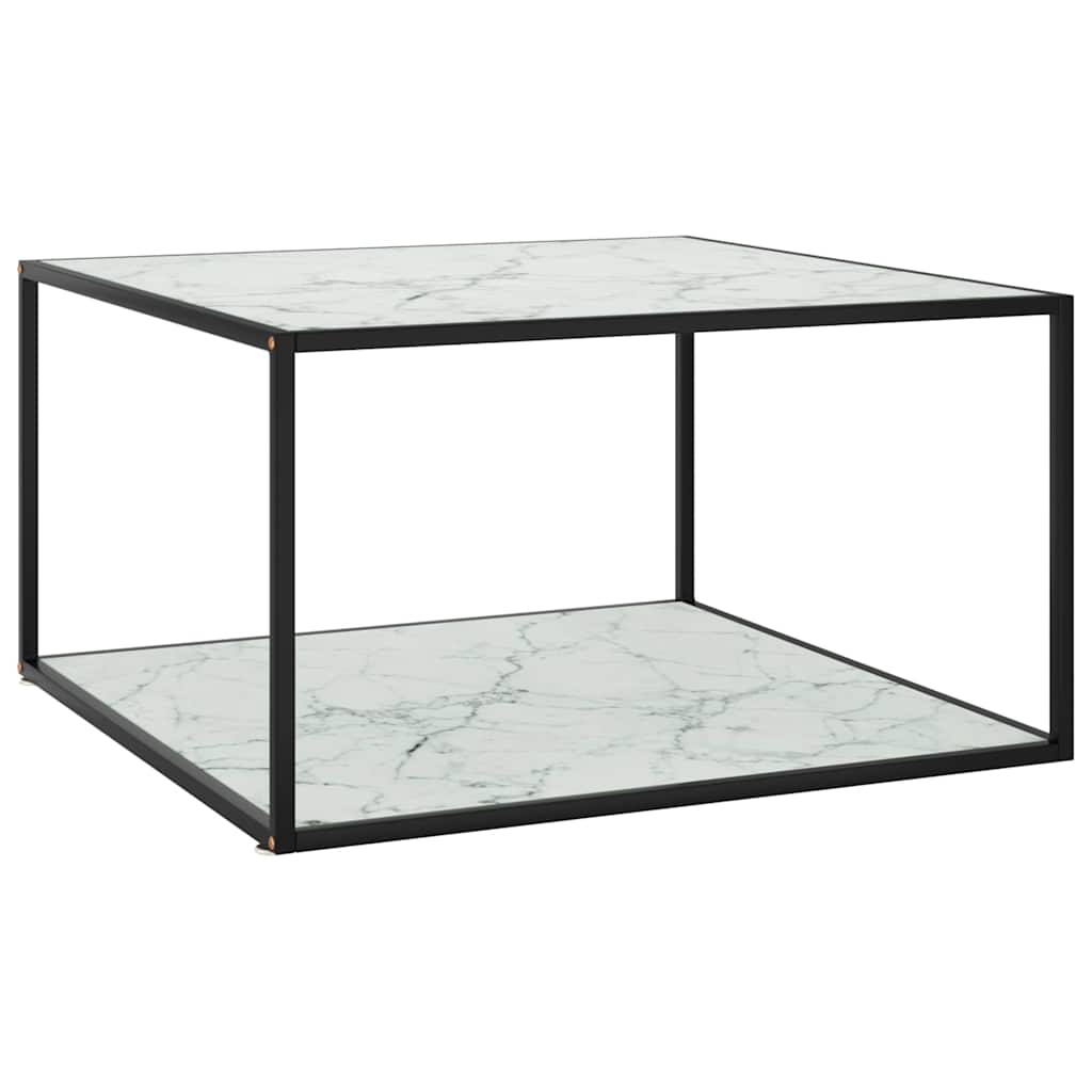 Vidaxl salontafel met wit marmerglas 90x90x50 cm zwart
