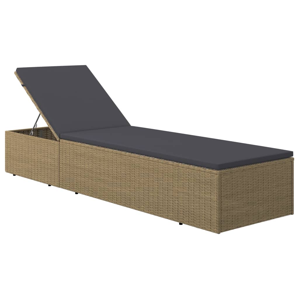 Vidaxl ligbed poly rattan bruin en donkergrijs