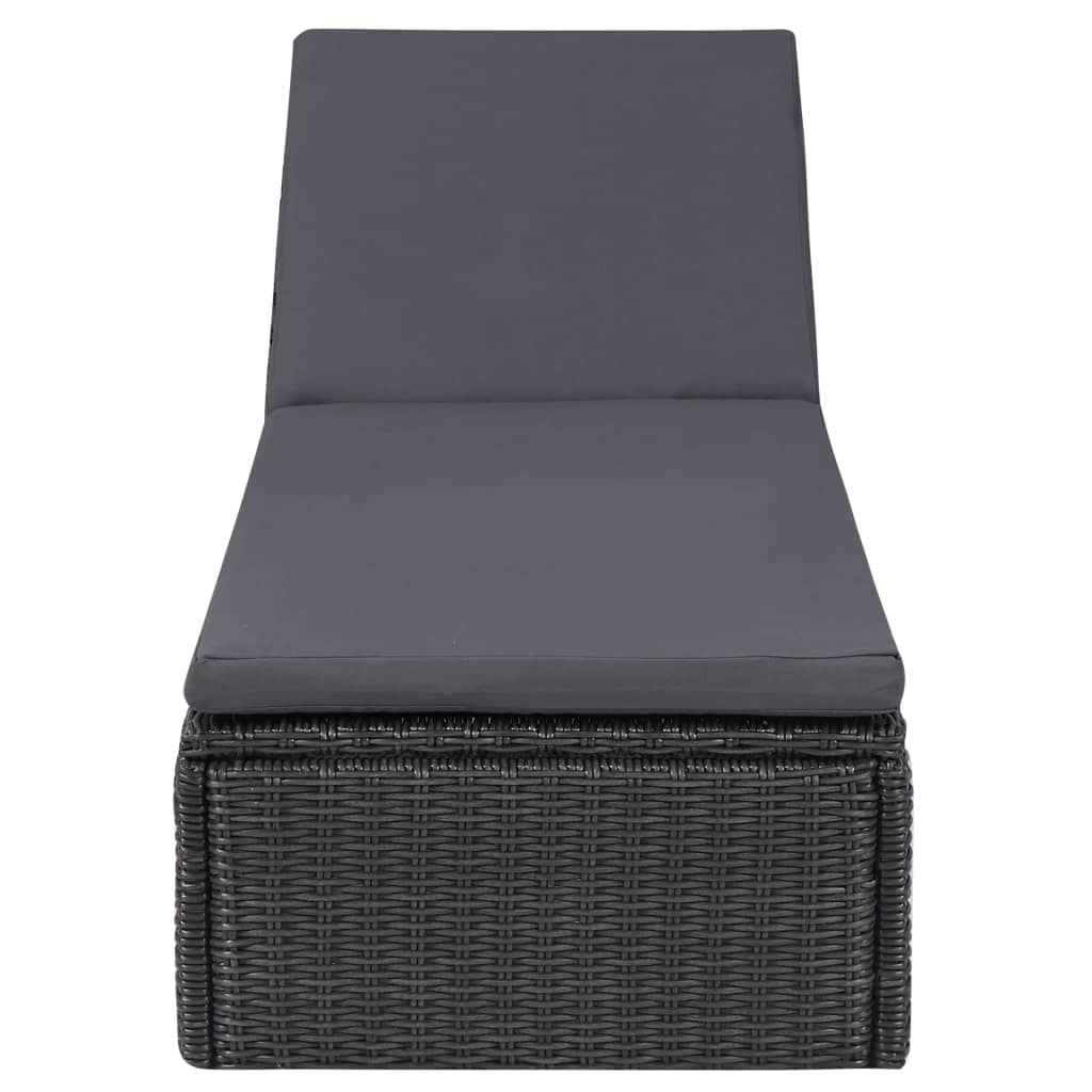 Vidaxl ligbed poly rattan zwart en donkergrijs