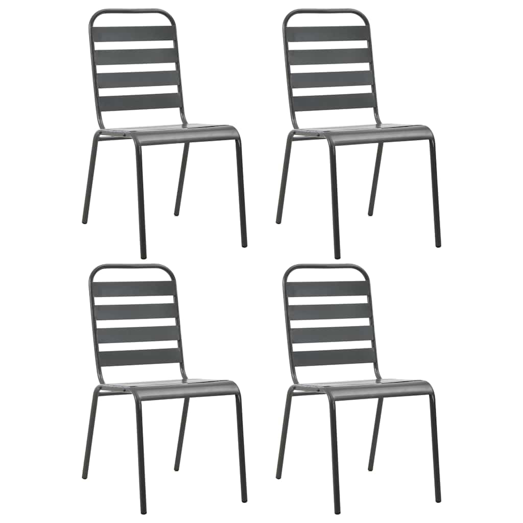Vidaxl tuinstoelen 4 st gelat ontwerp staal donkergrijs