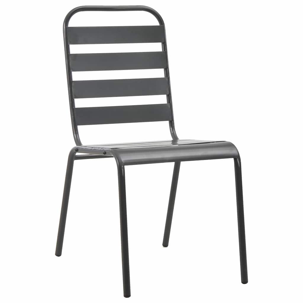 Vidaxl tuinstoelen 4 st gelat ontwerp staal donkergrijs