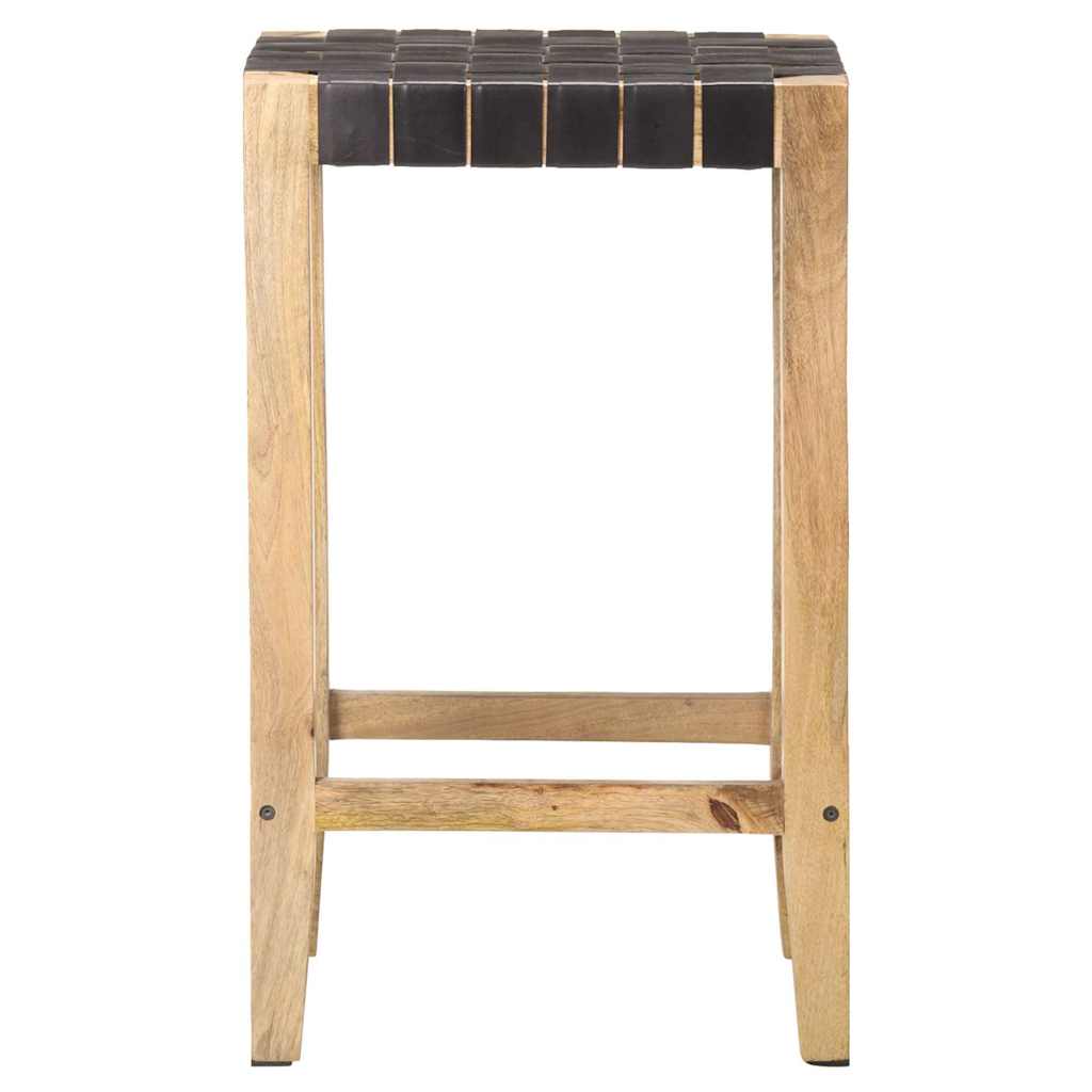 Vidaxl barkrukken 2 st echt leer 75 cm zwart