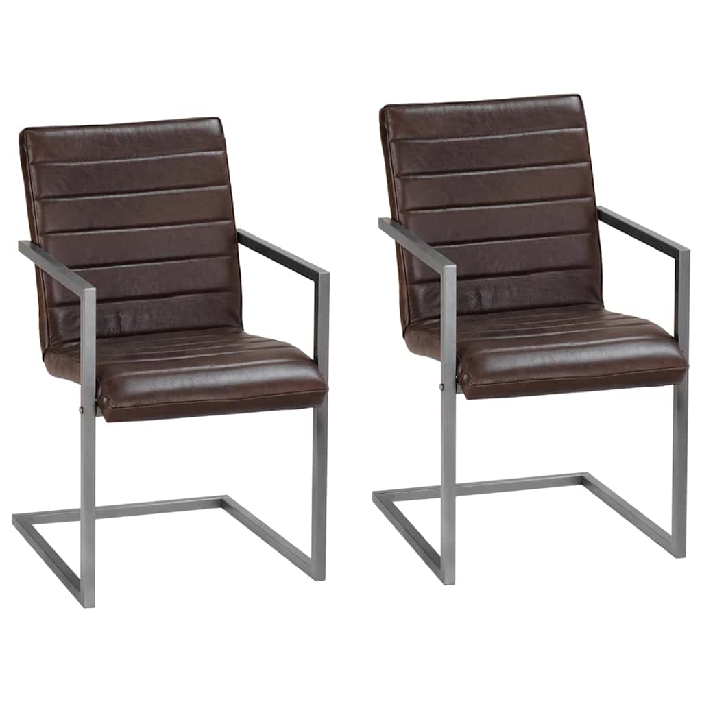 Vidaxl eetkamerstoelen 2 st echt leer bruin