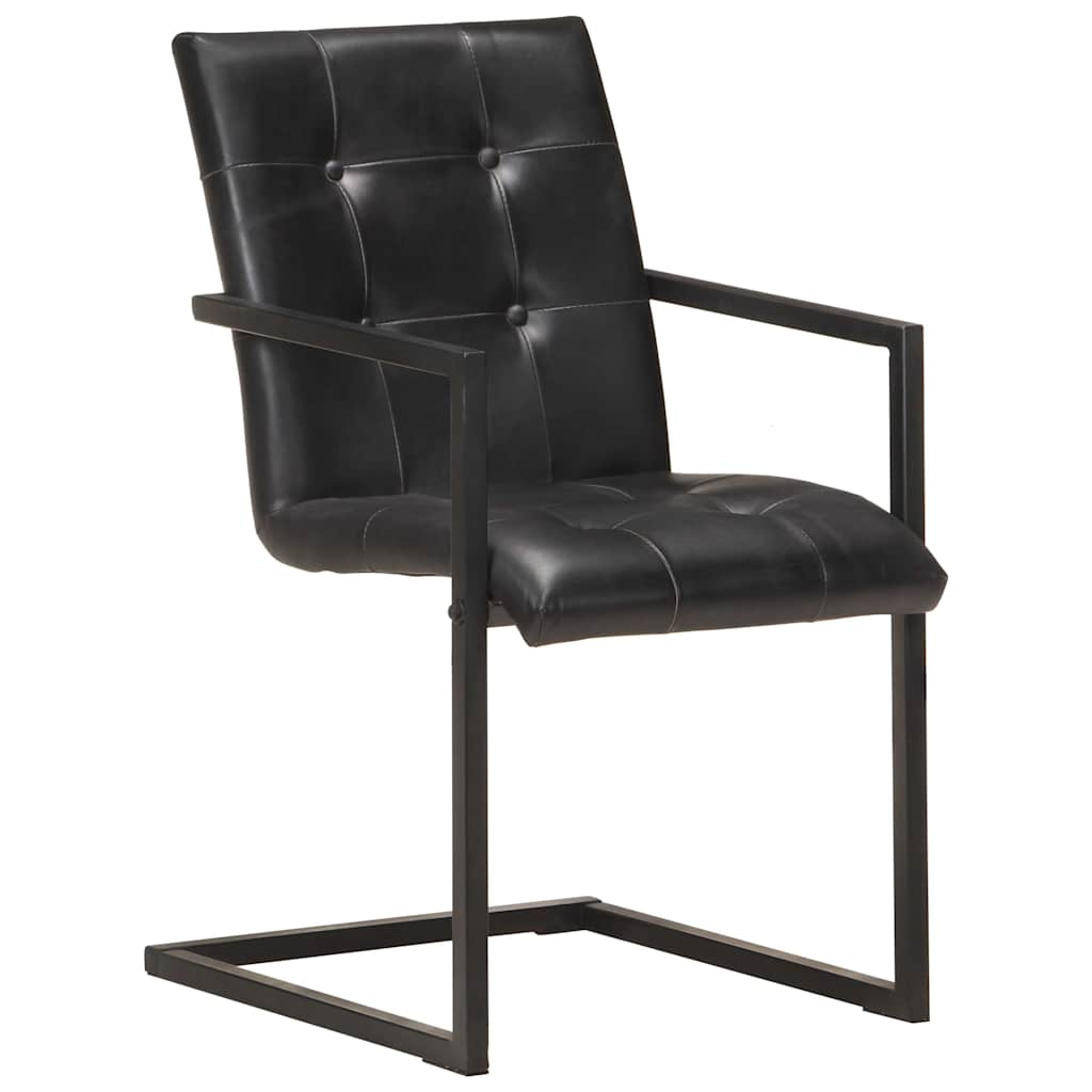 Vidaxl eetkamerstoelen 2 st echt leer zwart