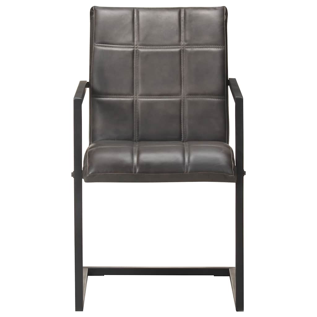 Vidaxl eetkamerstoelen 2 st echt leer grijs