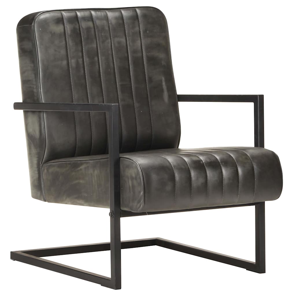 Vidaxl fauteuil echt leer verweerd grijs