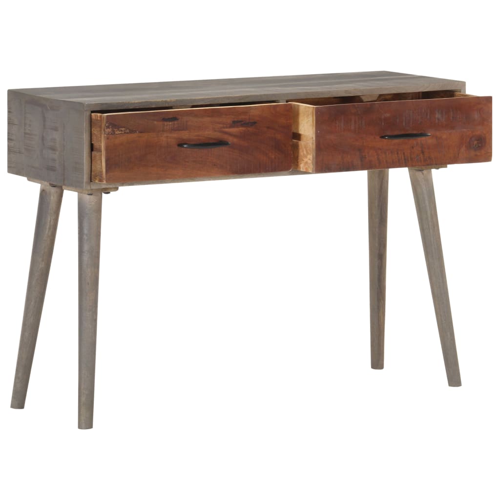 Vidaxl wandtafel 110x35x75 cm massief ruw mangohout grijs