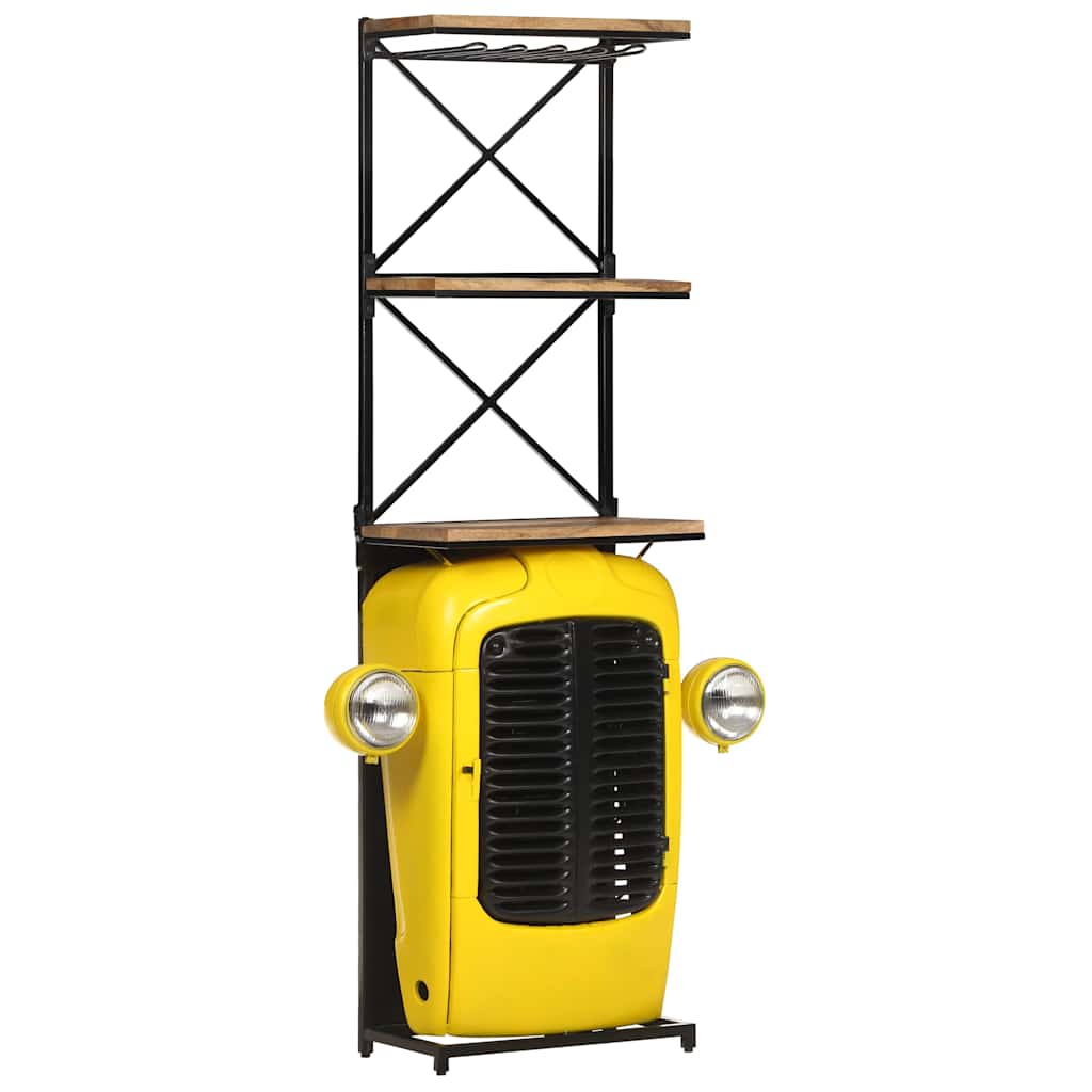 Vidaxl wijnkast tractor 49x31x172 cm massief mangohout geel