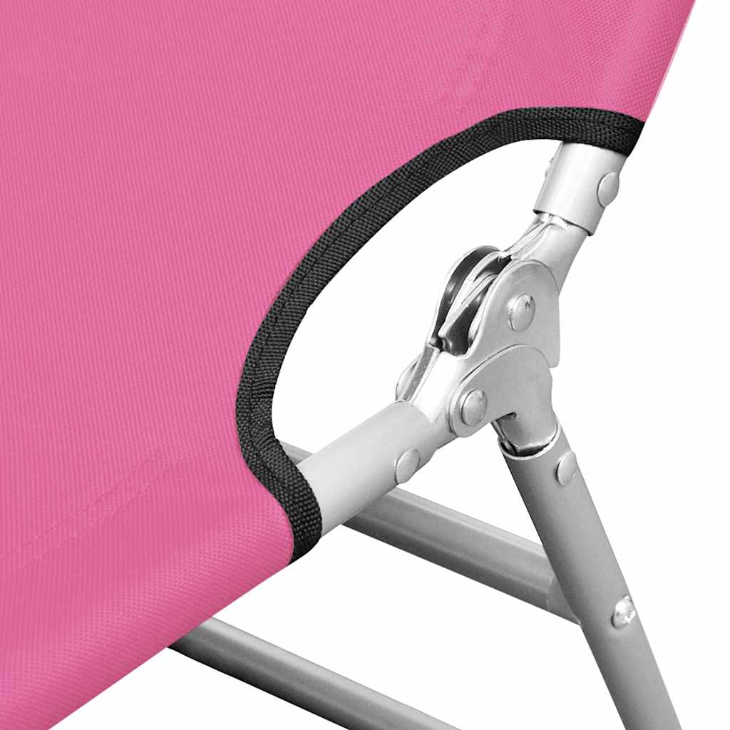 Vidaxl ligbed inklapbaar met hoofdkussen staal magenta