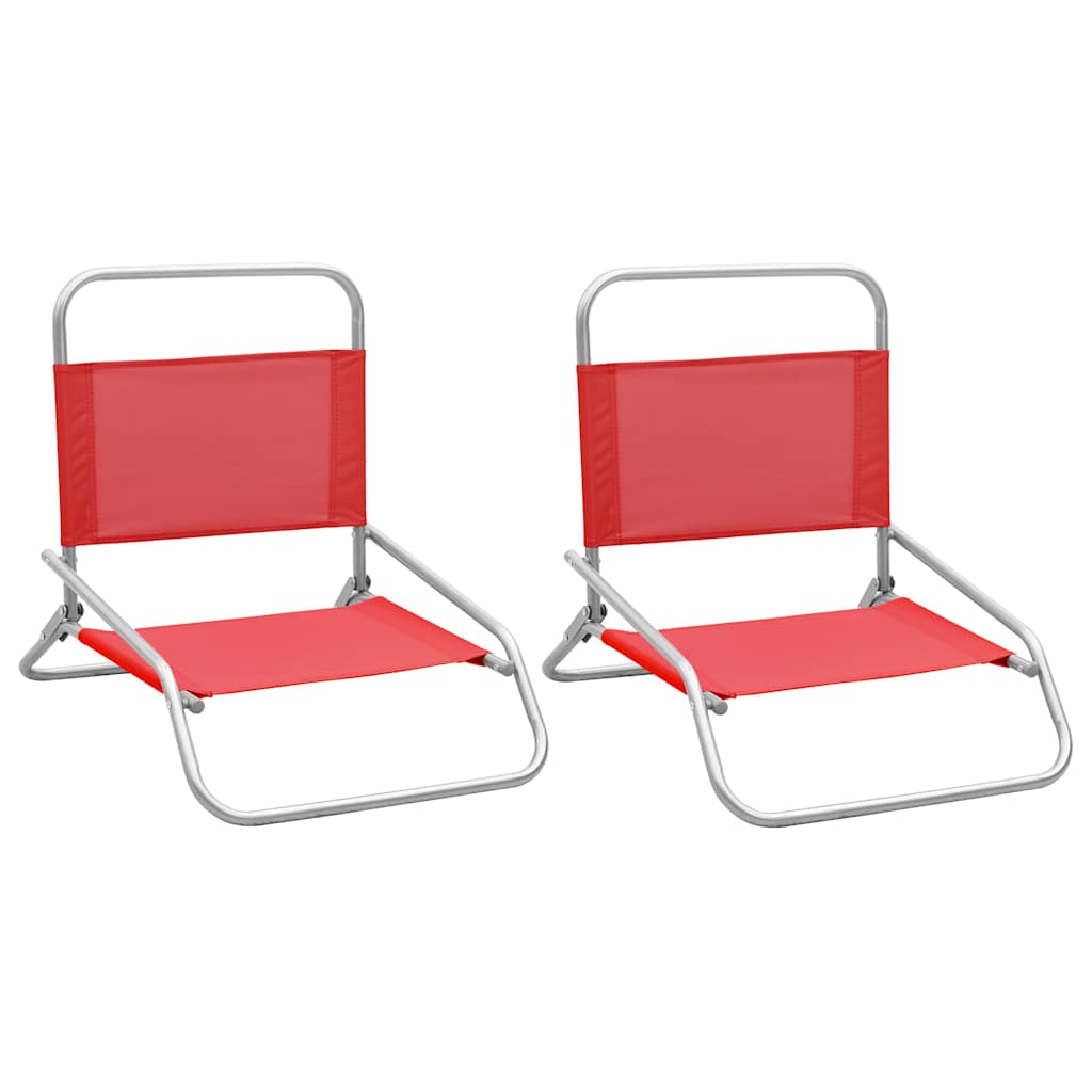 Vidaxl strandstoelen 2 st inklapbaar stof rood