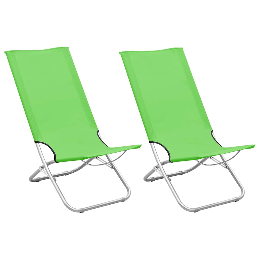 Vidaxl strandstoelen 2 st inklapbaar stof groen
