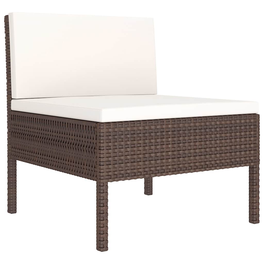 Vidaxl tuinstoelen 3 st met kussens poly rattan bruin