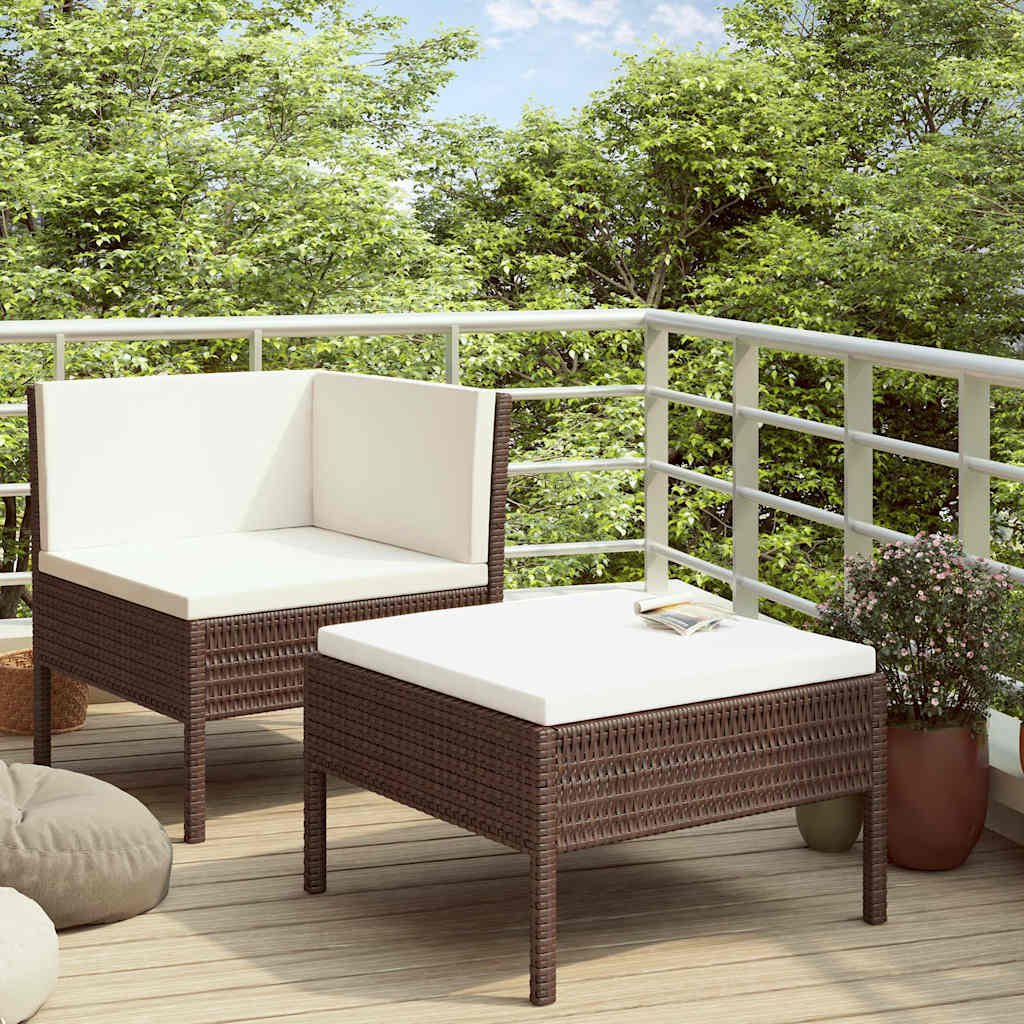 Vidaxl 2-delige loungeset met kussens poly rattan bruin