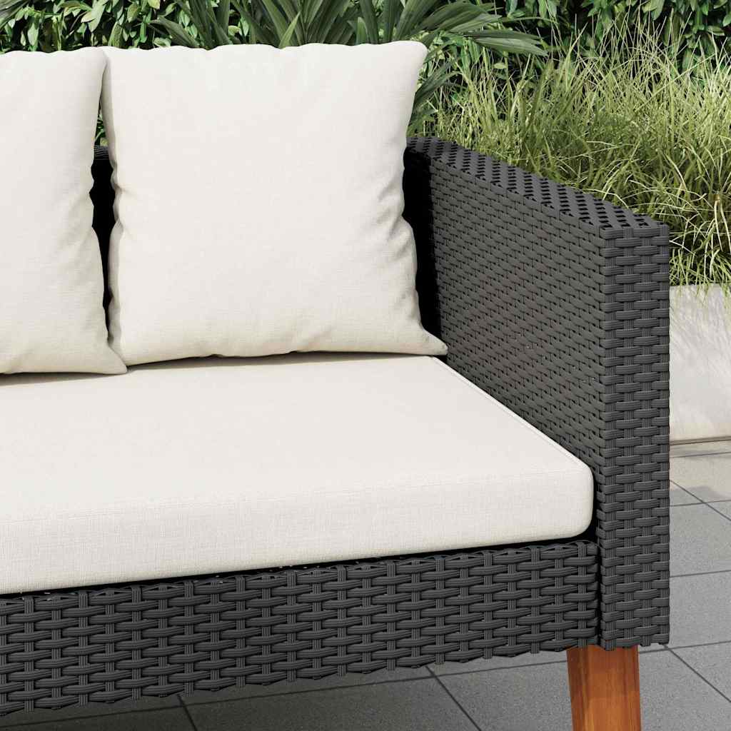 Vidaxl tuinbank 3-zits met kussens poly rattan zwart