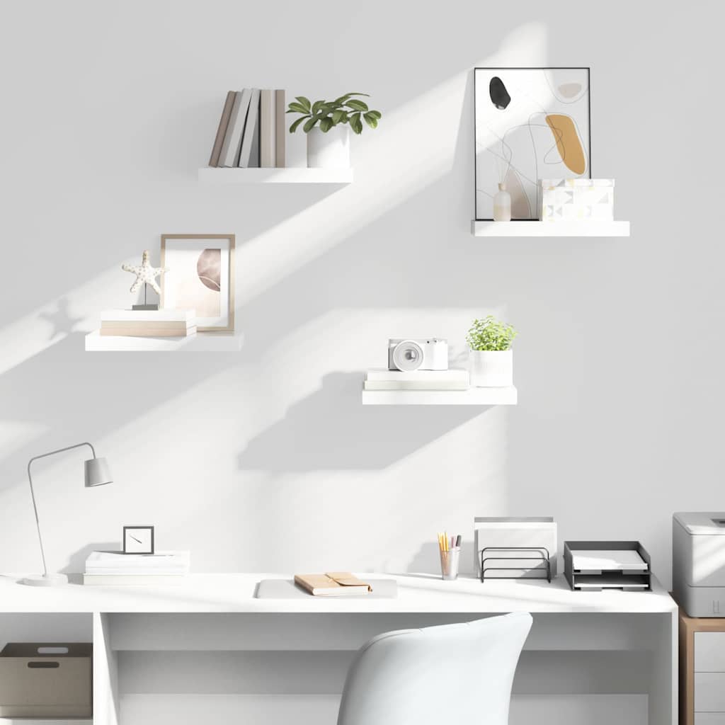 Vidaxl wandschappen zwevend 4 st 40x23x3,8 cm mdf hoogglans wit