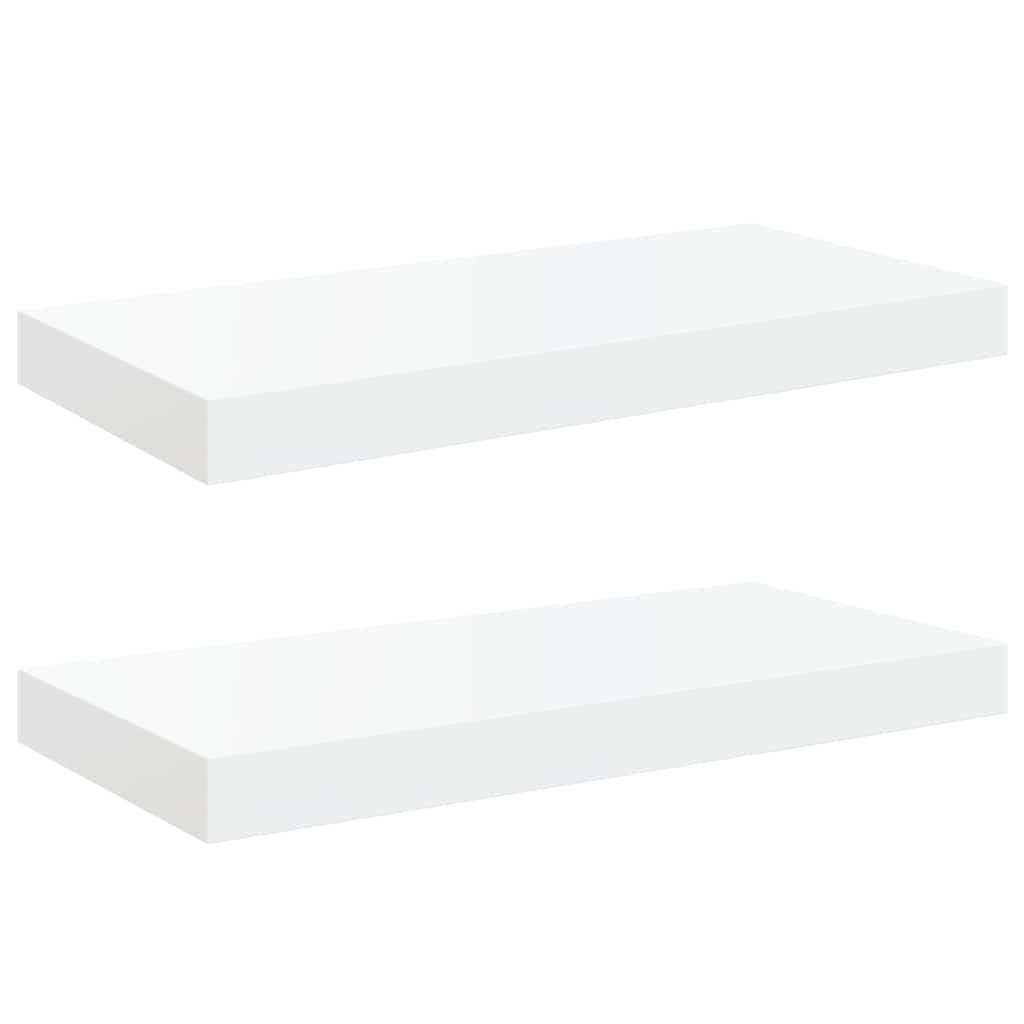 Vidaxl wandschappen zwevend 2 st 50x23x3,8 cm mdf hoogglans wit