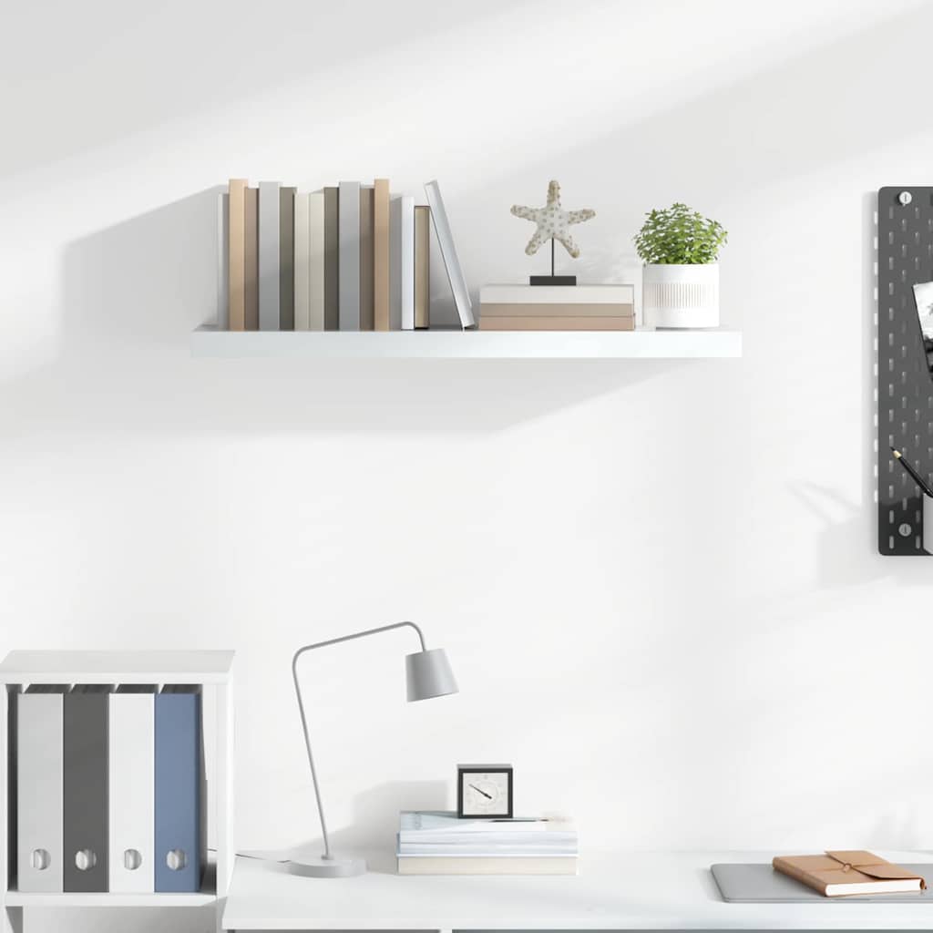 Vidaxl wandschap zwevend 80x23,5x3,8 cm mdf hoogglans wit