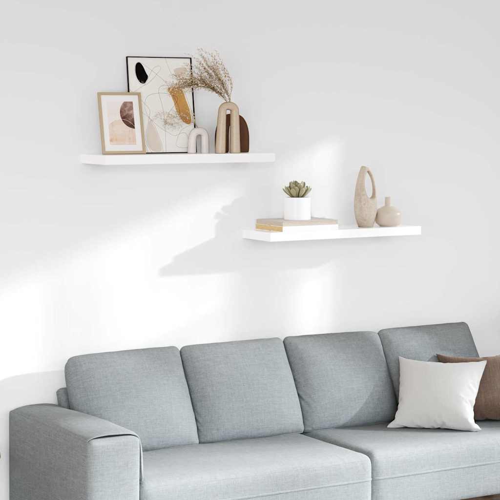 Vidaxl wandschappen zwevend 2 st 80x23,5x3,8 cm mdf hoogglans wit