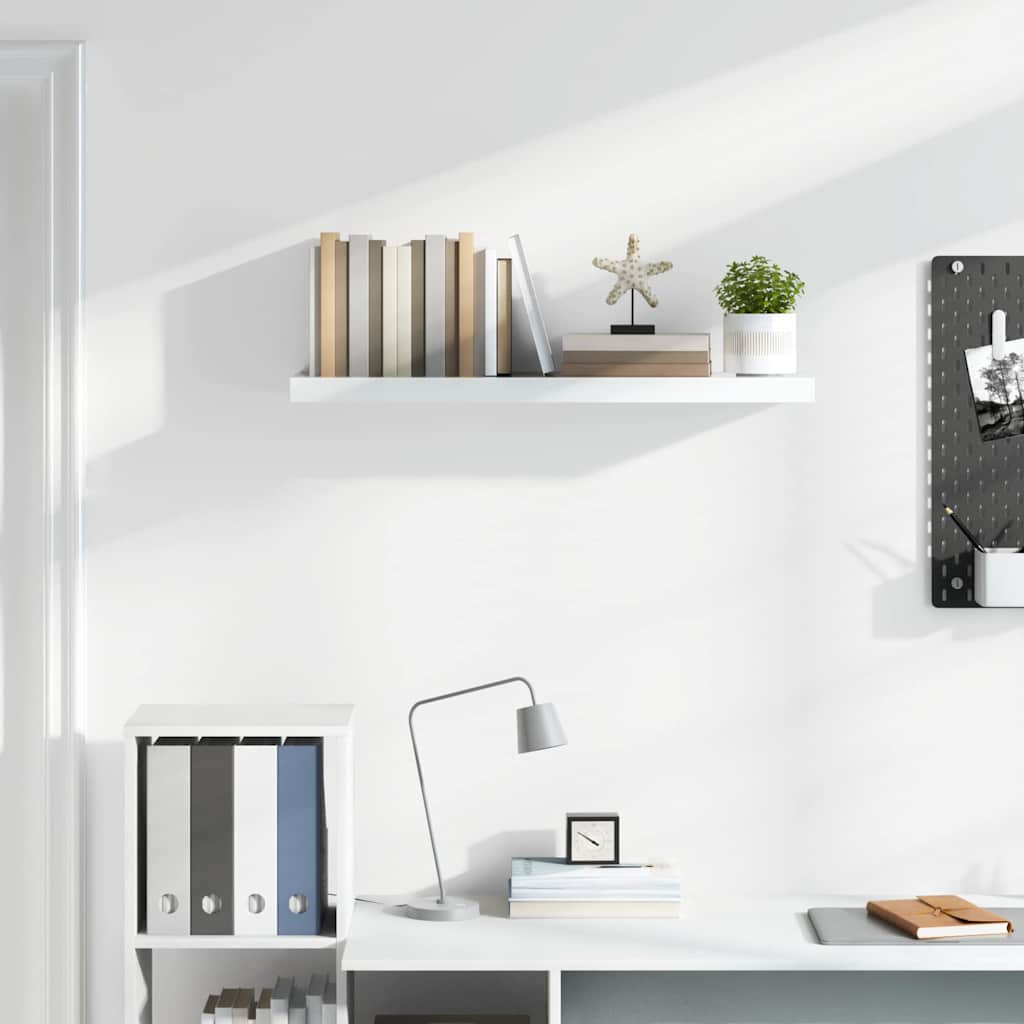Vidaxl wandschap zwevend 90x23,5x3,8 cm mdf hoogglans wit